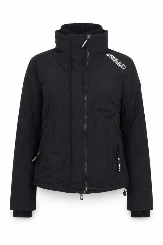 Superdry Womens Black Large Puffer Jacket Windproof Water Resistant