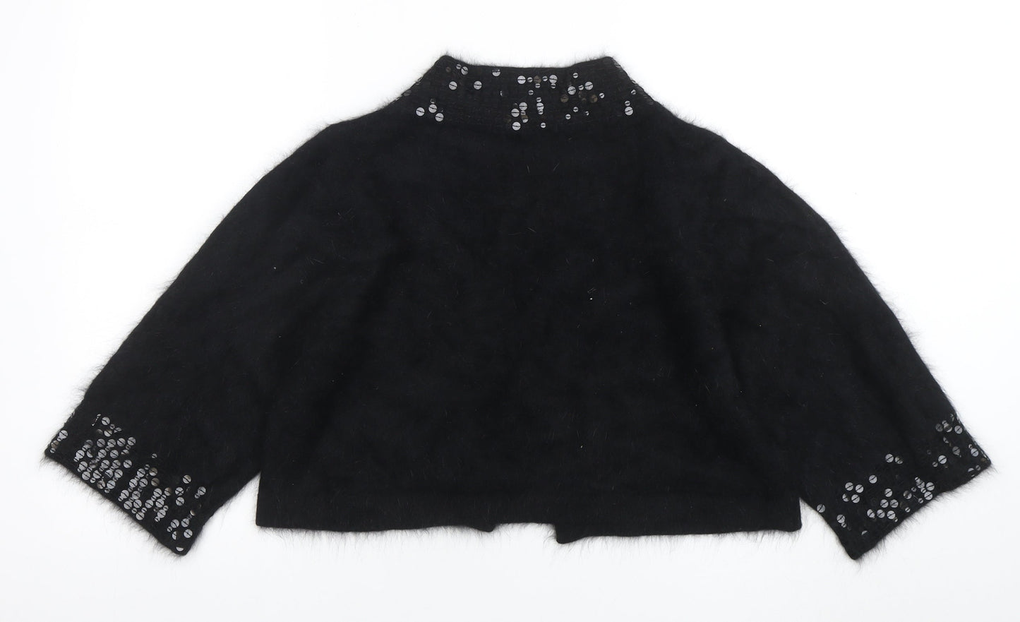 Morgan Women’s Black Sequin Angora 3/4 Sleeve Cardigan UK 16