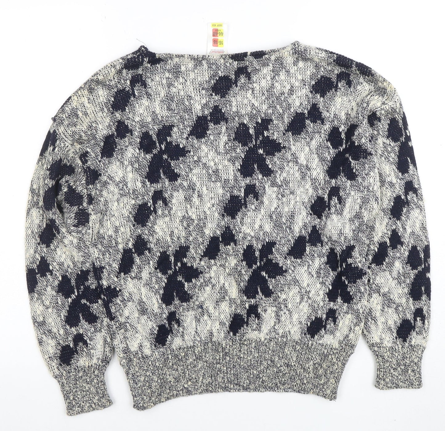 Marks and Spencer Women’s Blue Floral Knit Jumper Size 16-18