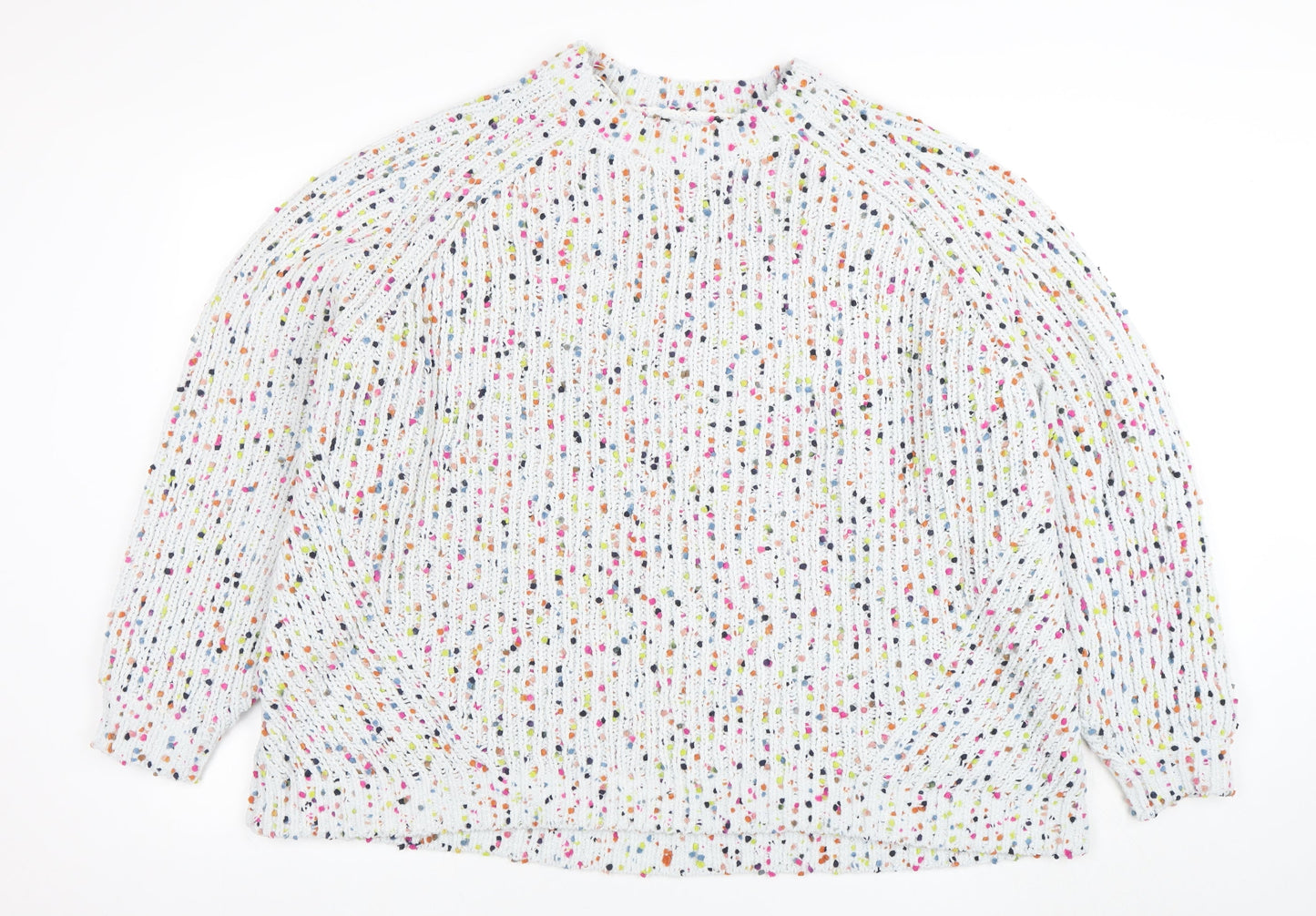 Marks and Spencer Womens White Multi Knit Relaxed Fit Jumper XL