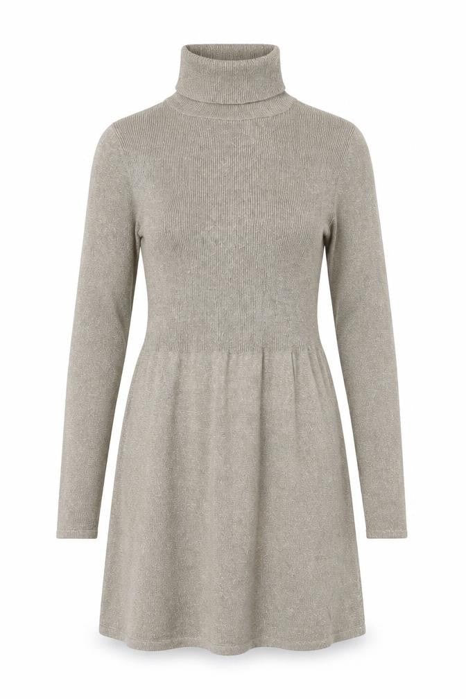 ZARA Women's Gold Knit Roll Neck Fit & Flare Dress Size 12
