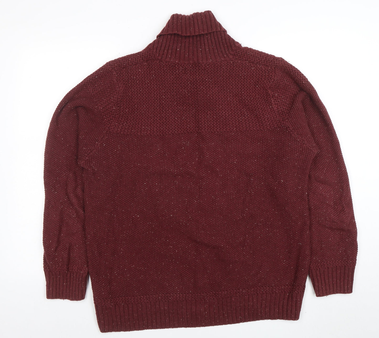 North Coast Men’s Red Roll Neck Chunky Knit Cotton Wool Jumper Size L