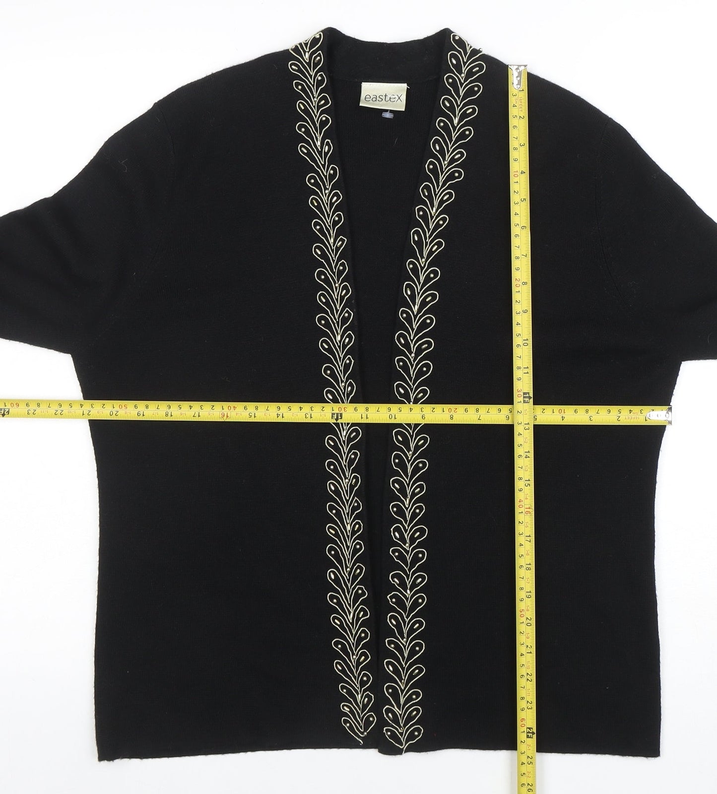 Eastex Women's Black Long Sleeve Embroidered Cardigan Size 14