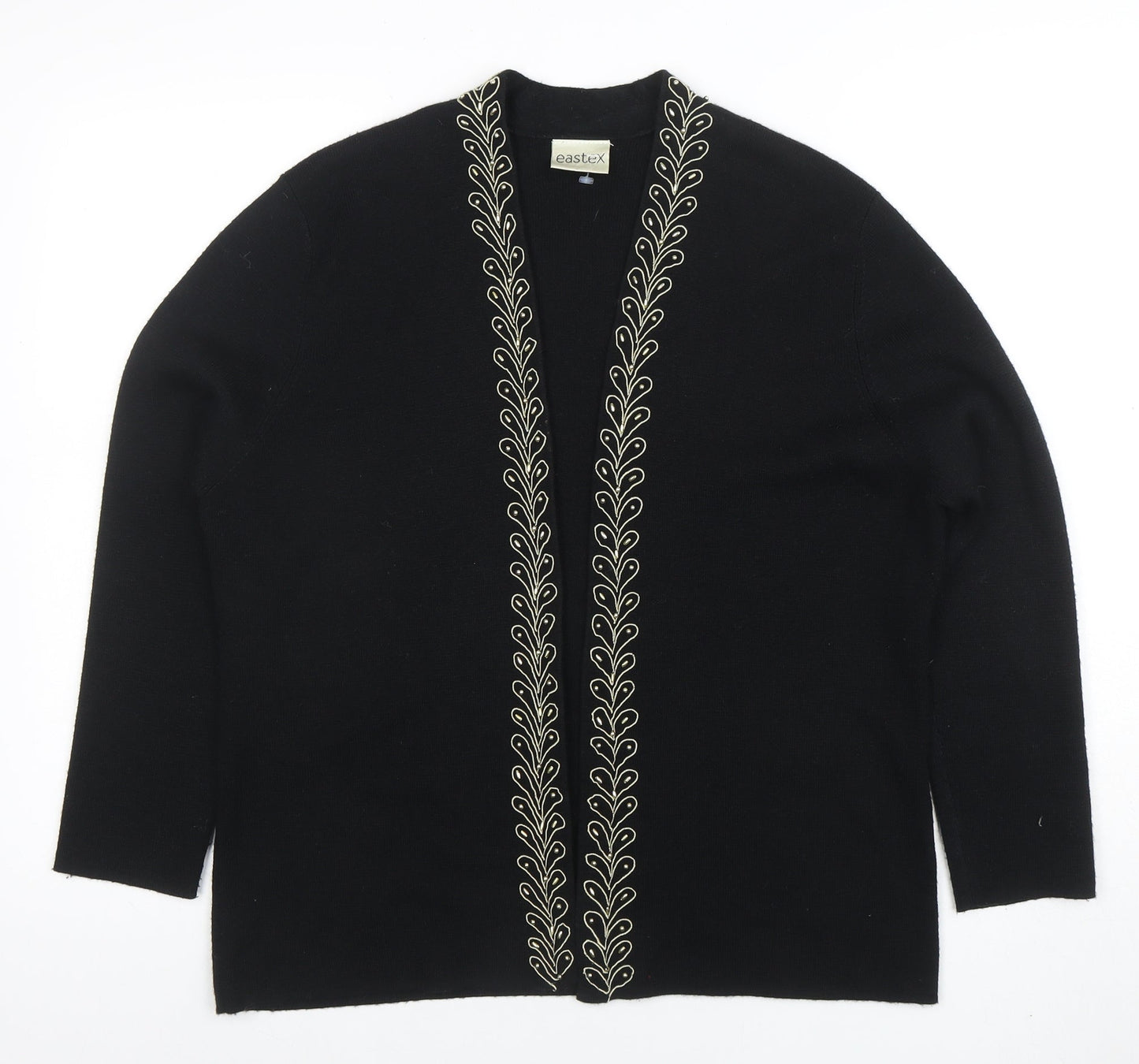 Eastex Women's Black Long Sleeve Embroidered Cardigan Size 14