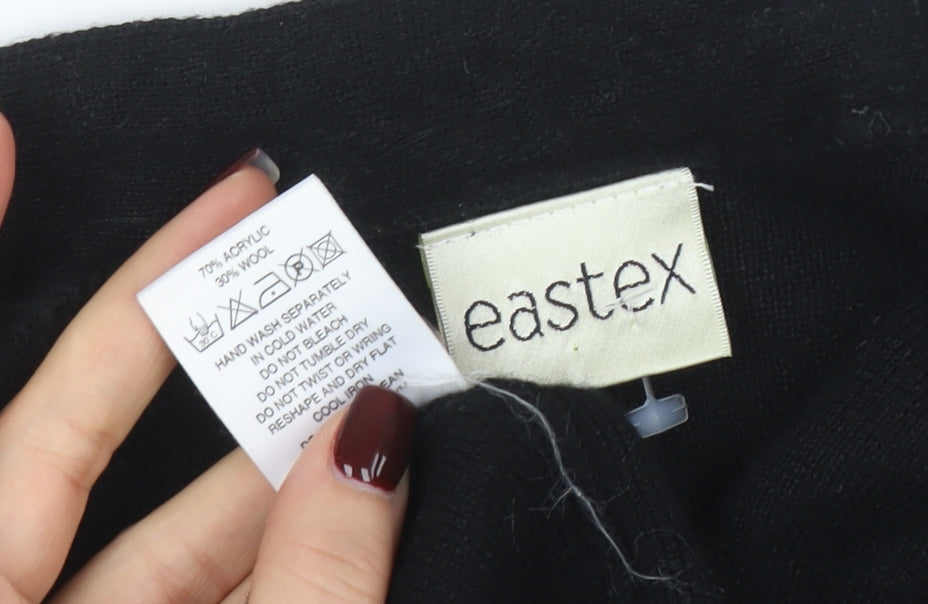 Eastex Women's Black Long Sleeve Embroidered Cardigan Size 14