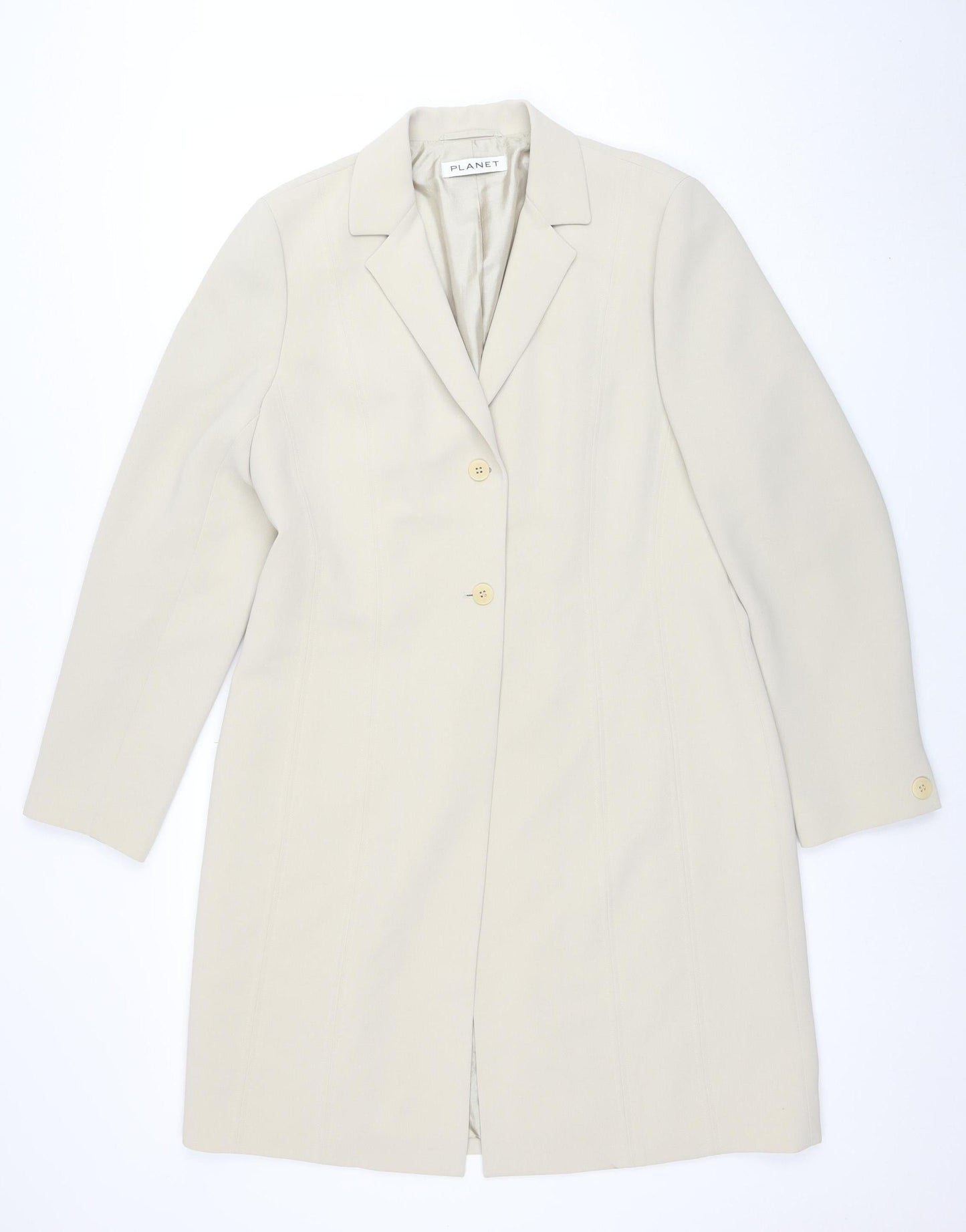 Planet Women's Beige Size 14 Single Breasted Polyester Blazer