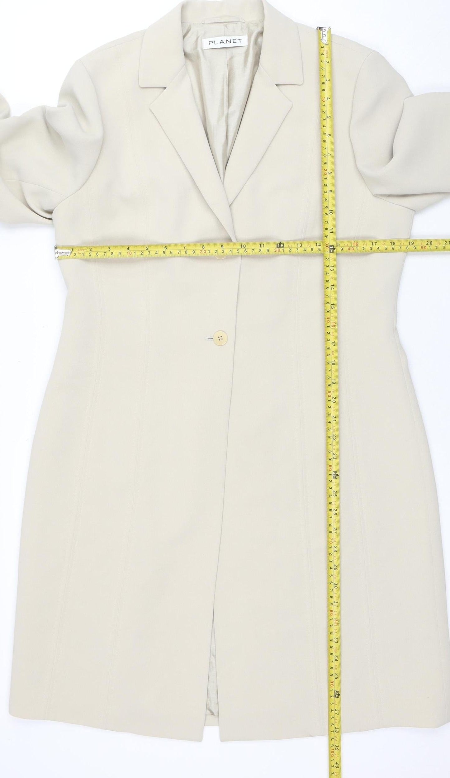 Planet Women's Beige Size 14 Single Breasted Polyester Blazer