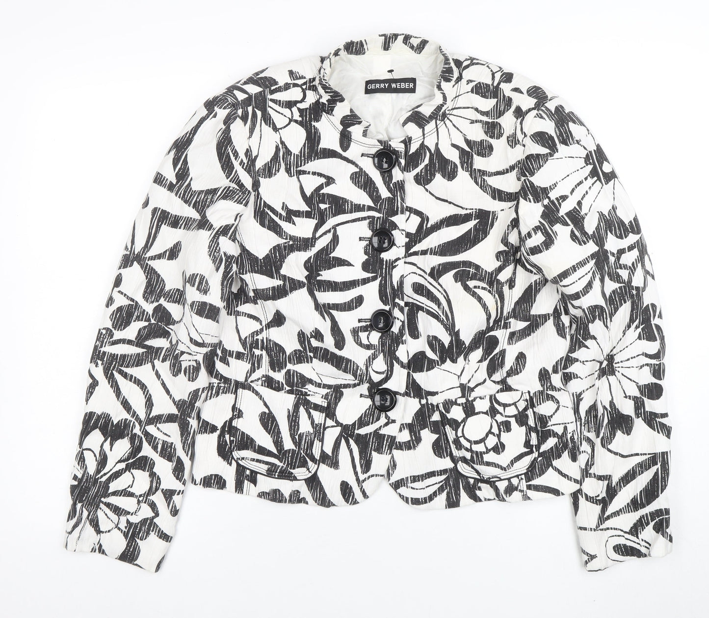 Gerry Weber Women's Black White Floral Blazer UK Size 12