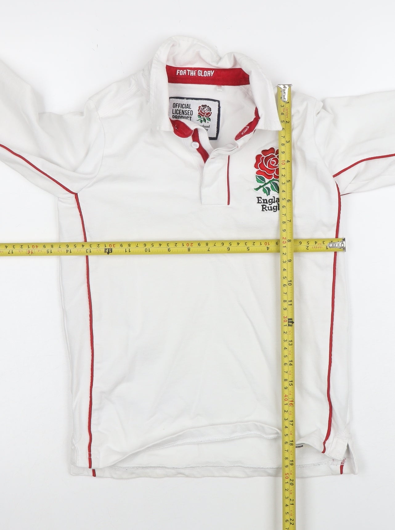 England Rugby Boys White Long Sleeve Polo Shirt 9-10 Years Official Licensed