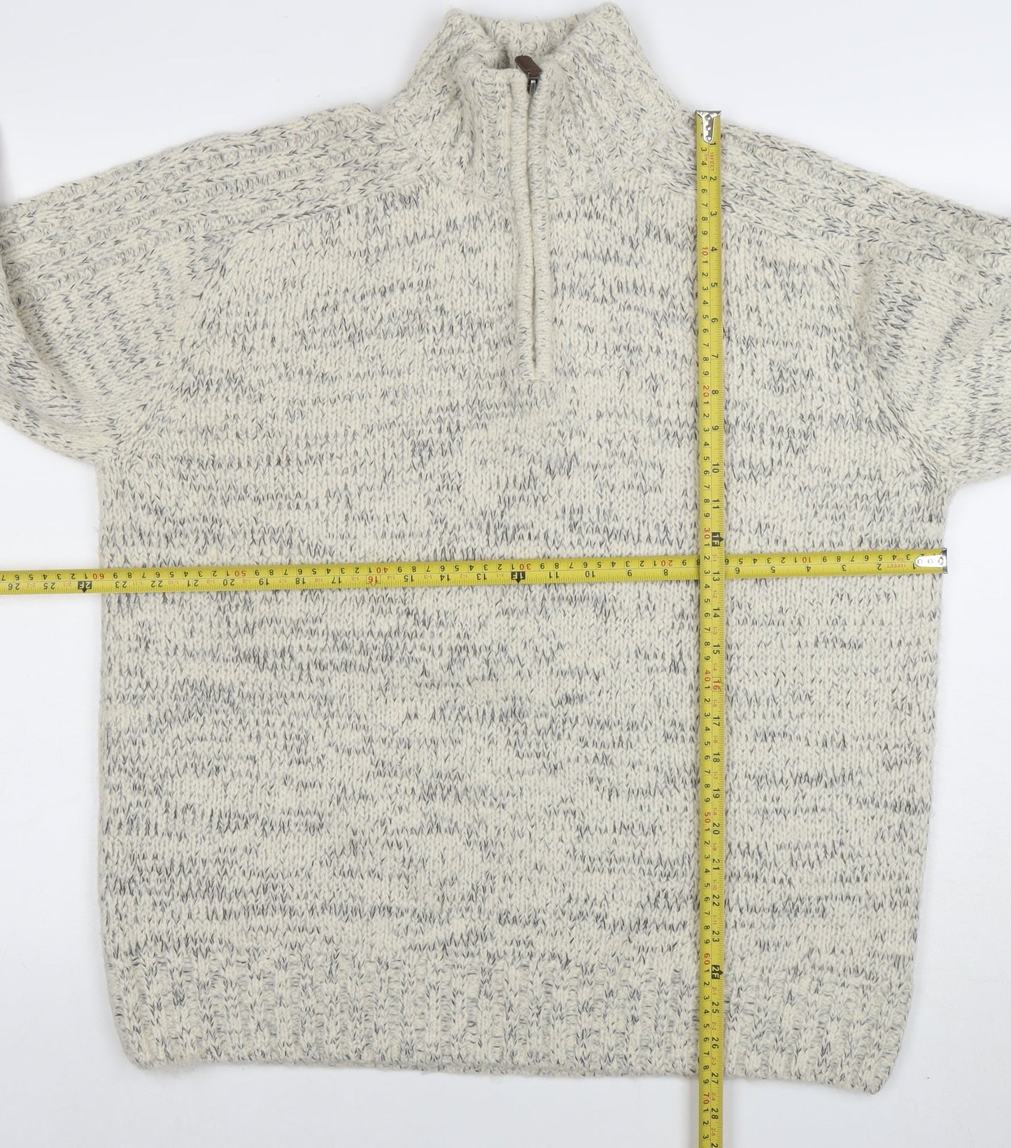 Stone Bay Men’s Beige Cable-Knit 1/2 Zip Jumper Size L