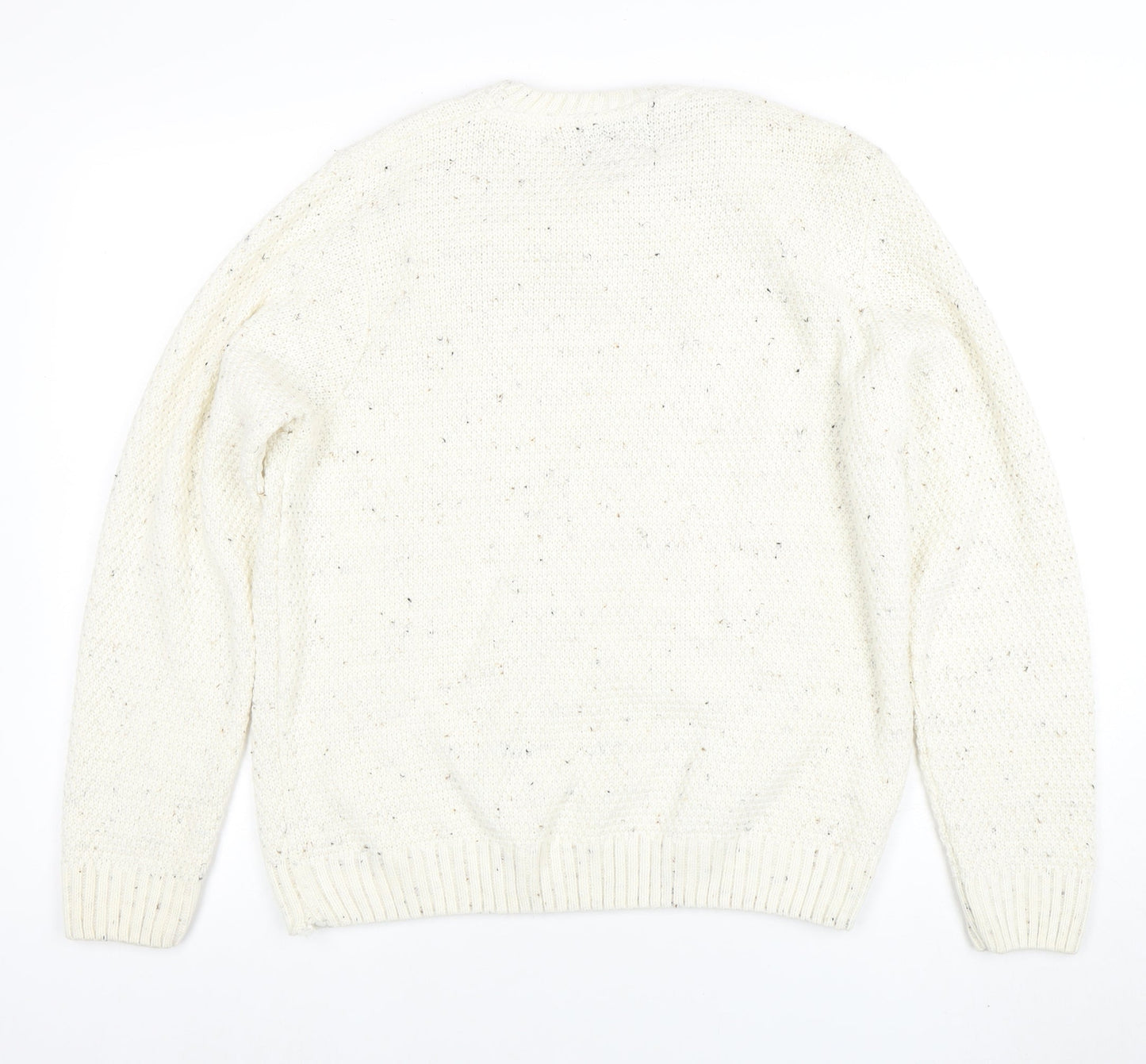 Burton Menswear London Men's Ivory Wool Blend Chunky Knit Jumper Large