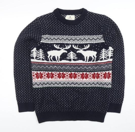Next Men's Blue Fair Isle Reindeer Christmas Jumper Size M