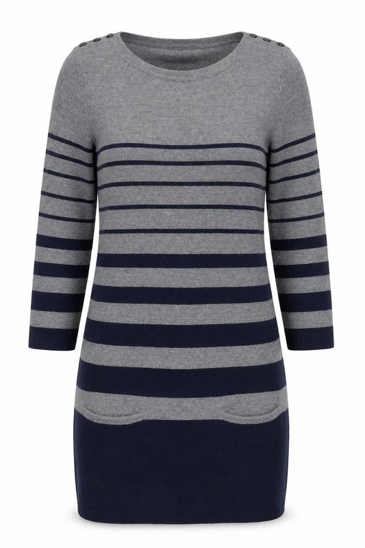 Mercer & Madison Women’s Grey Striped Wool Jumper Dress Size S