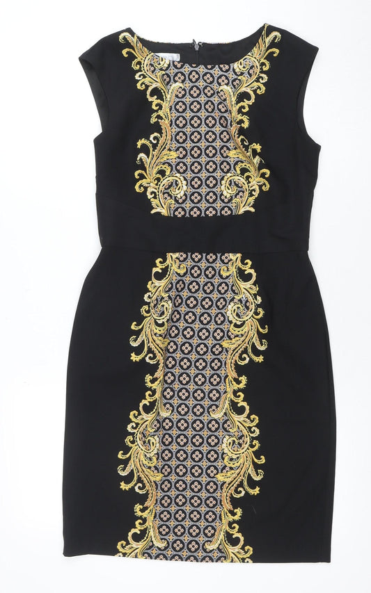 London Times Womens Black Size 10 Sheath Stretch Knee Length Dress