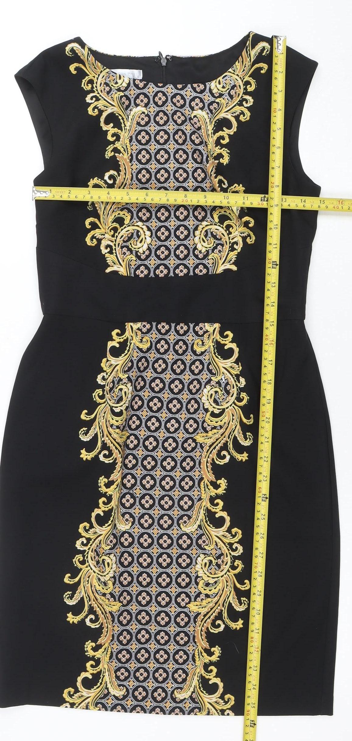 London Times Womens Black Size 10 Sheath Stretch Knee Length Dress