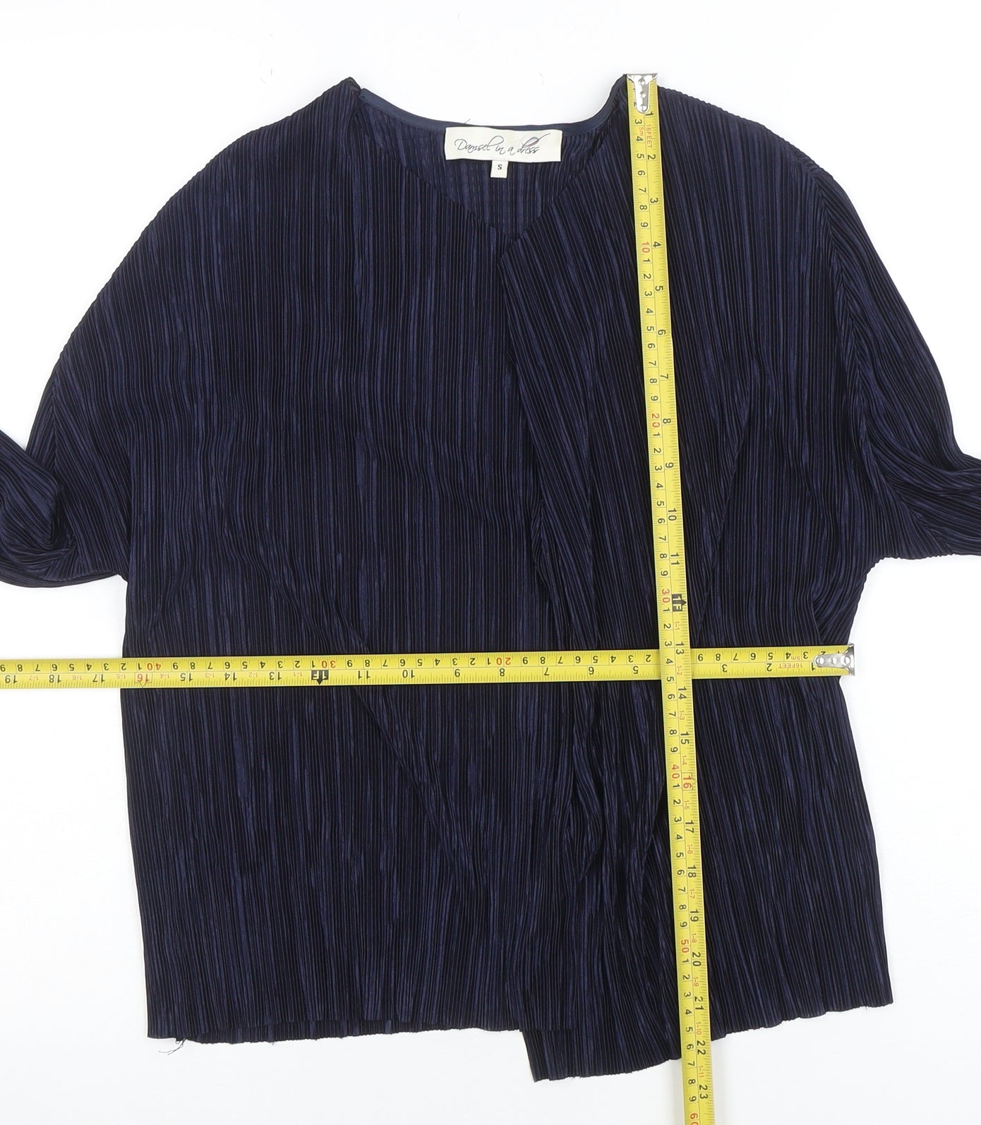 Dansez In A Dress Women’s Blue Pleated Wrap Blouse Size S