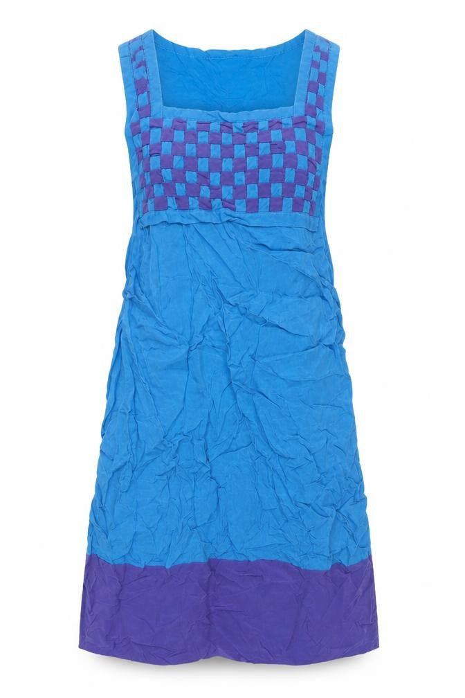 Sportmax Code Women Blue Colourblock Silk Shift Dress Size 10