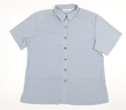 Christian Marcus Direct Womens Blue Button-Up Shirt Size 18 Short Sleeve