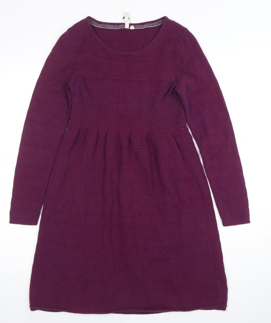 White Stuff Women Purple Size 10 Fit & Flare Knit Dress