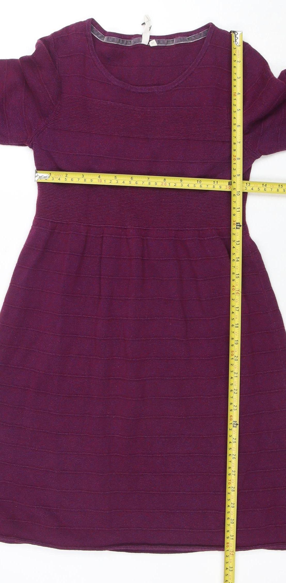 White Stuff Women Purple Size 10 Fit & Flare Knit Dress