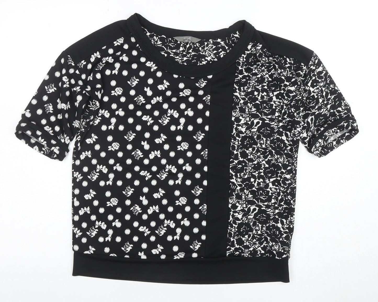Next Women's Black Floral Polka Dot Short Sleeve T-Shirt Size 8