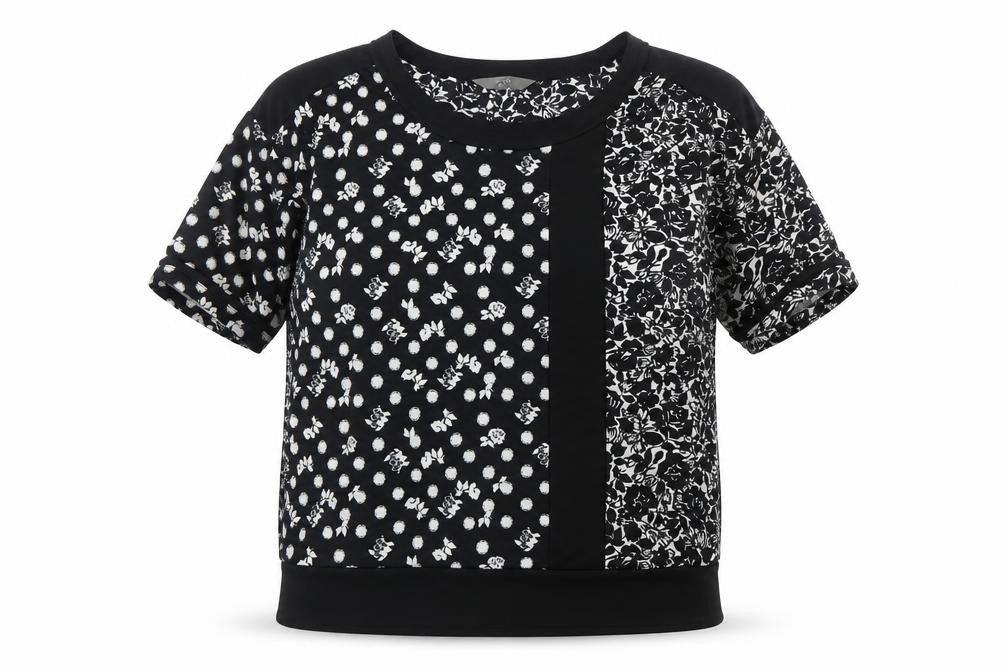 Next Women's Black Floral Polka Dot Short Sleeve T-Shirt Size 8