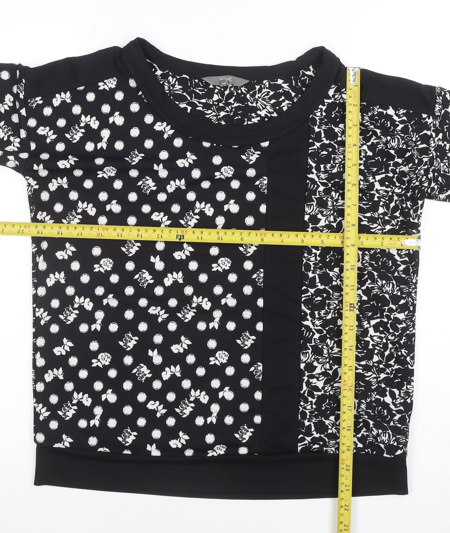 Next Women's Black Floral Polka Dot Short Sleeve T-Shirt Size 8