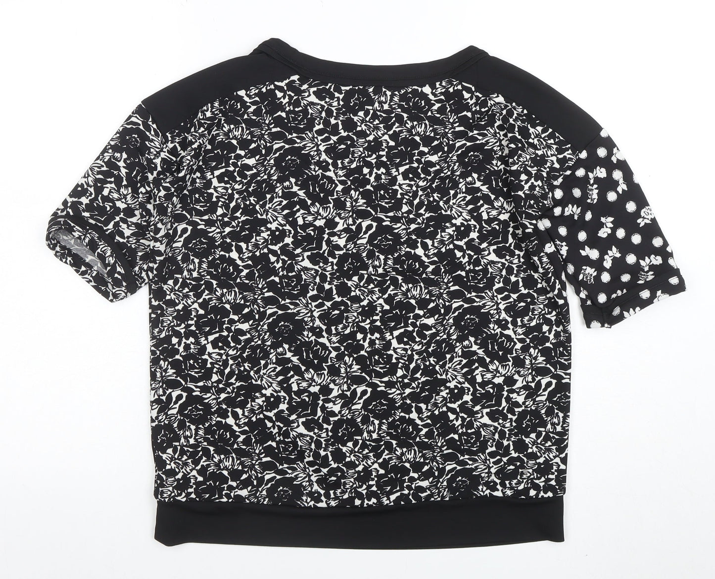 Next Women's Black Floral Polka Dot Short Sleeve T-Shirt Size 8