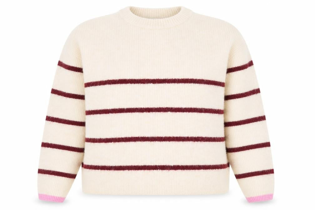 Marks & Spencer Women’s Ivory Striped Wool Blend Pullover Jumper L