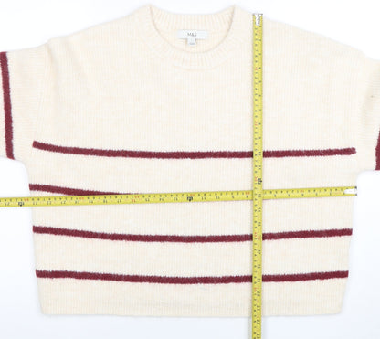 Marks & Spencer Women’s Ivory Striped Wool Blend Pullover Jumper L
