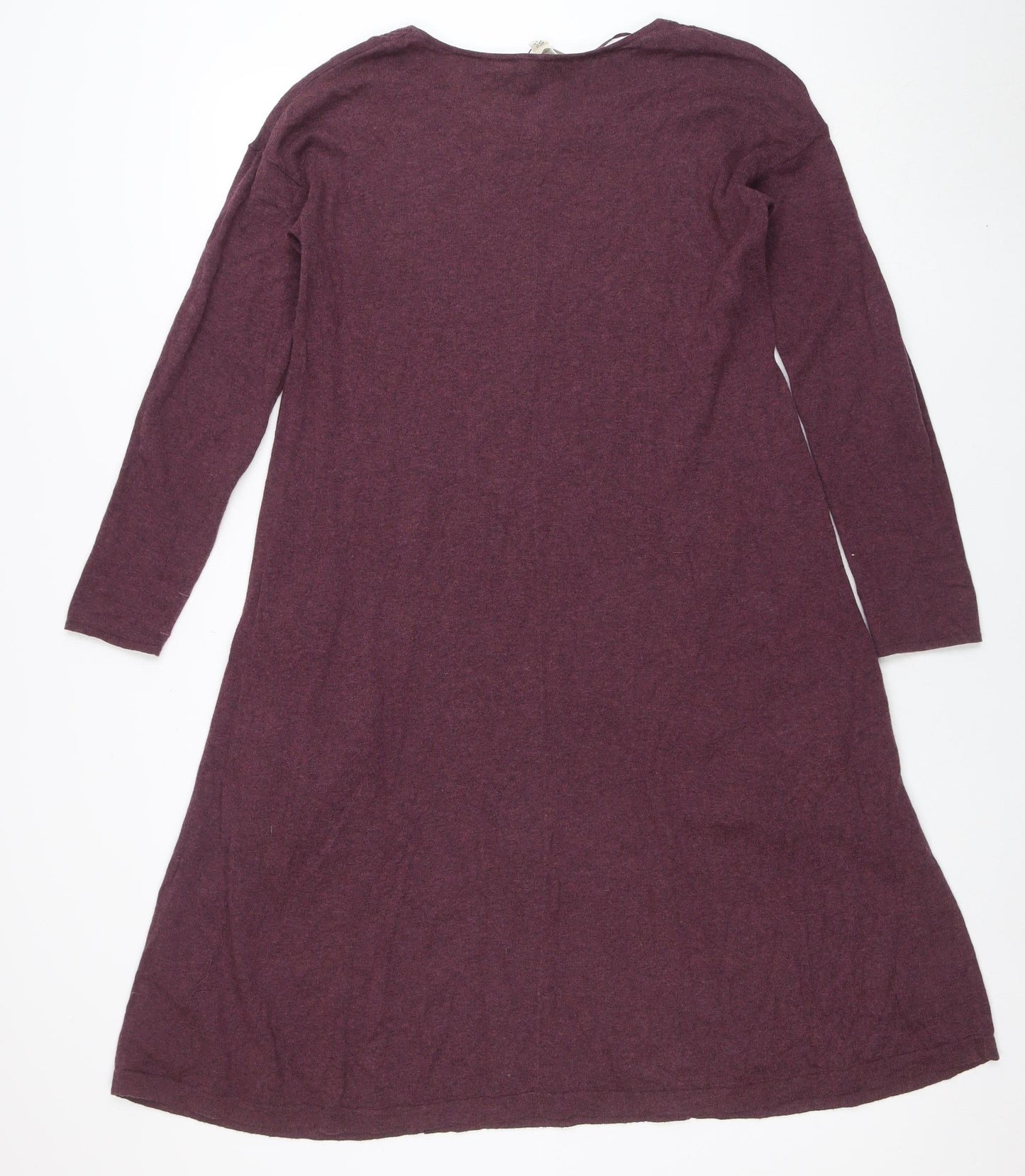 Seasalt Women Purple Size 8 A-Line Knit Cotton Wool Dress