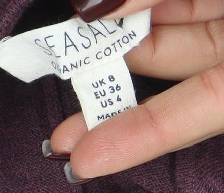 Seasalt Women Purple Size 8 A-Line Knit Cotton Wool Dress