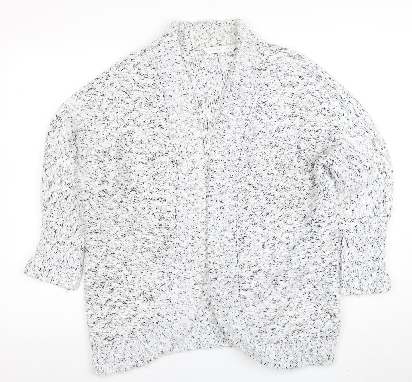 Amara Reya Women Grey Chunky-Knit Open Cardigan M