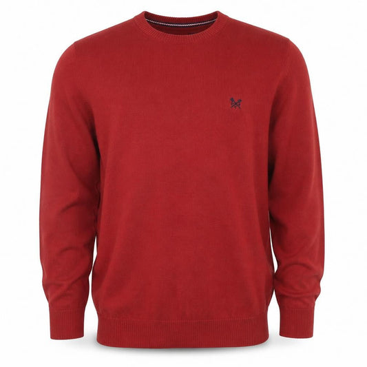 Front view of Crew Clothing Men's Red Cotton Crew Neck Jumper M