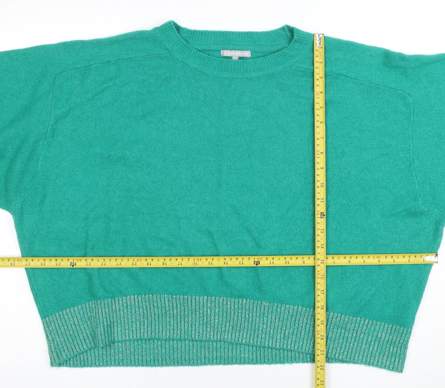 Oliver Bonas Women's Green Relaxed Fit Crew Neck Jumper Size 18