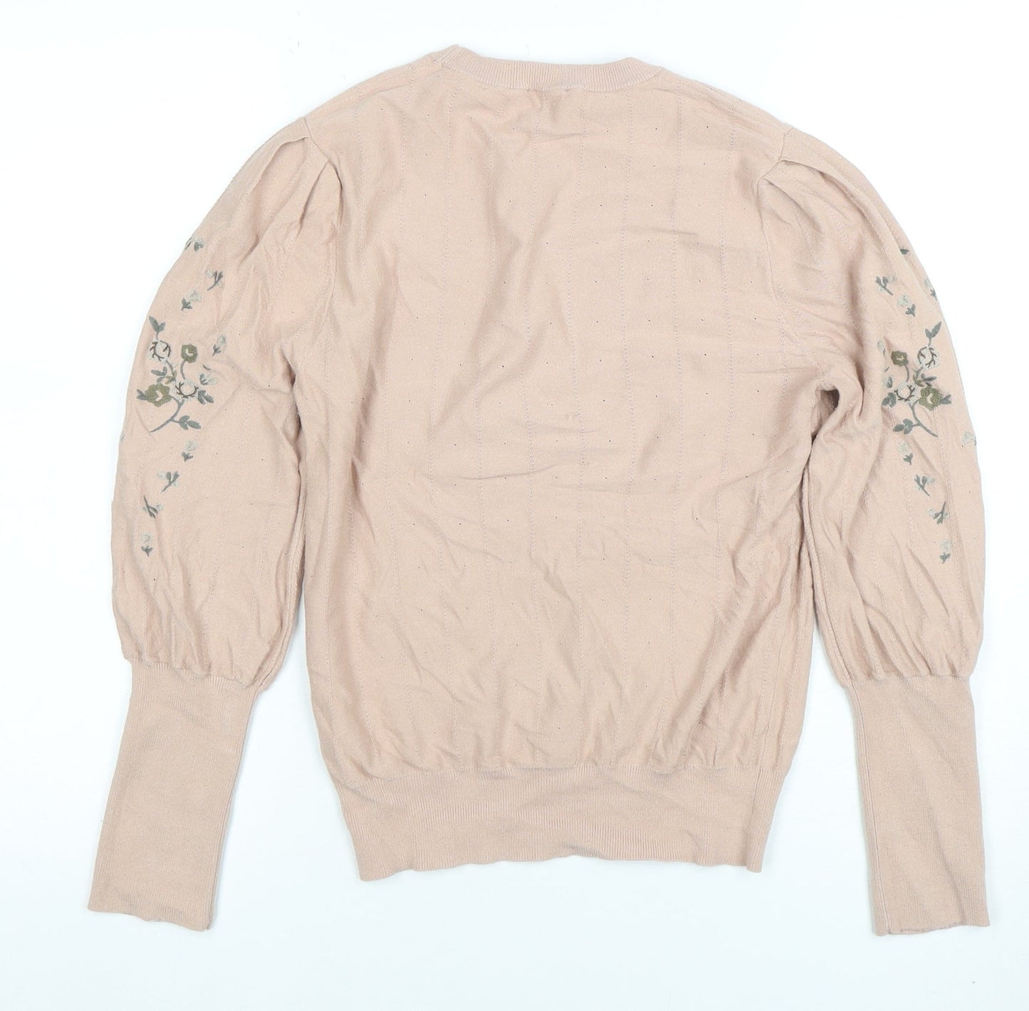 Rosie for Autograph Womens Beige Embroidered Puff Sleeve Jumper Size 18