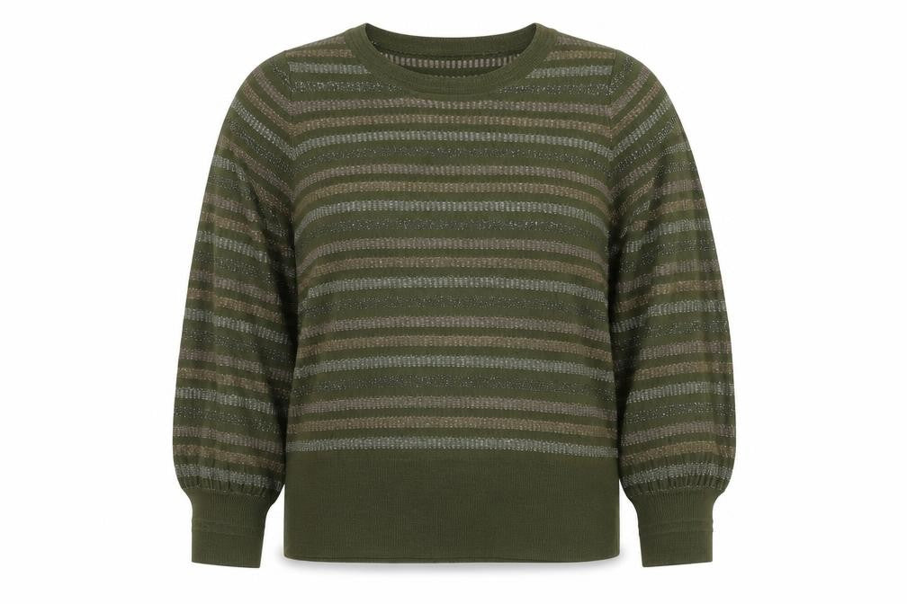 Next Womens Green Striped Metallic Pullover Jumper Size 14