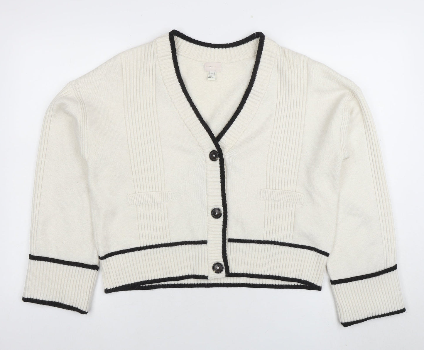 Marks and Spencer Women’s Ivory V-Neck Button Cardigan Size M