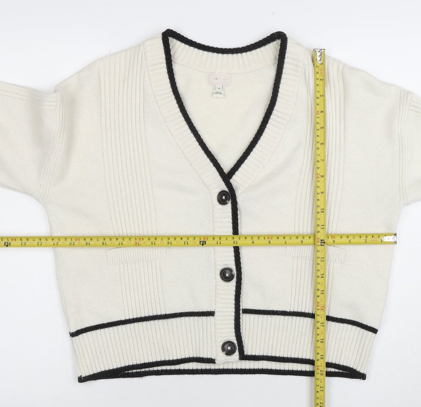 Marks and Spencer Women’s Ivory V-Neck Button Cardigan Size M