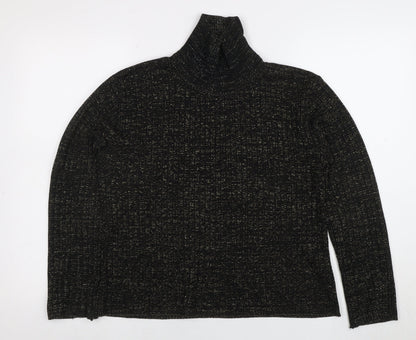 Select Women's Black Roll Neck Glitter Knit Jumper Size 16