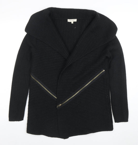 River Island Women’s Black Size 8 Chunky Knit Zip Cardigan