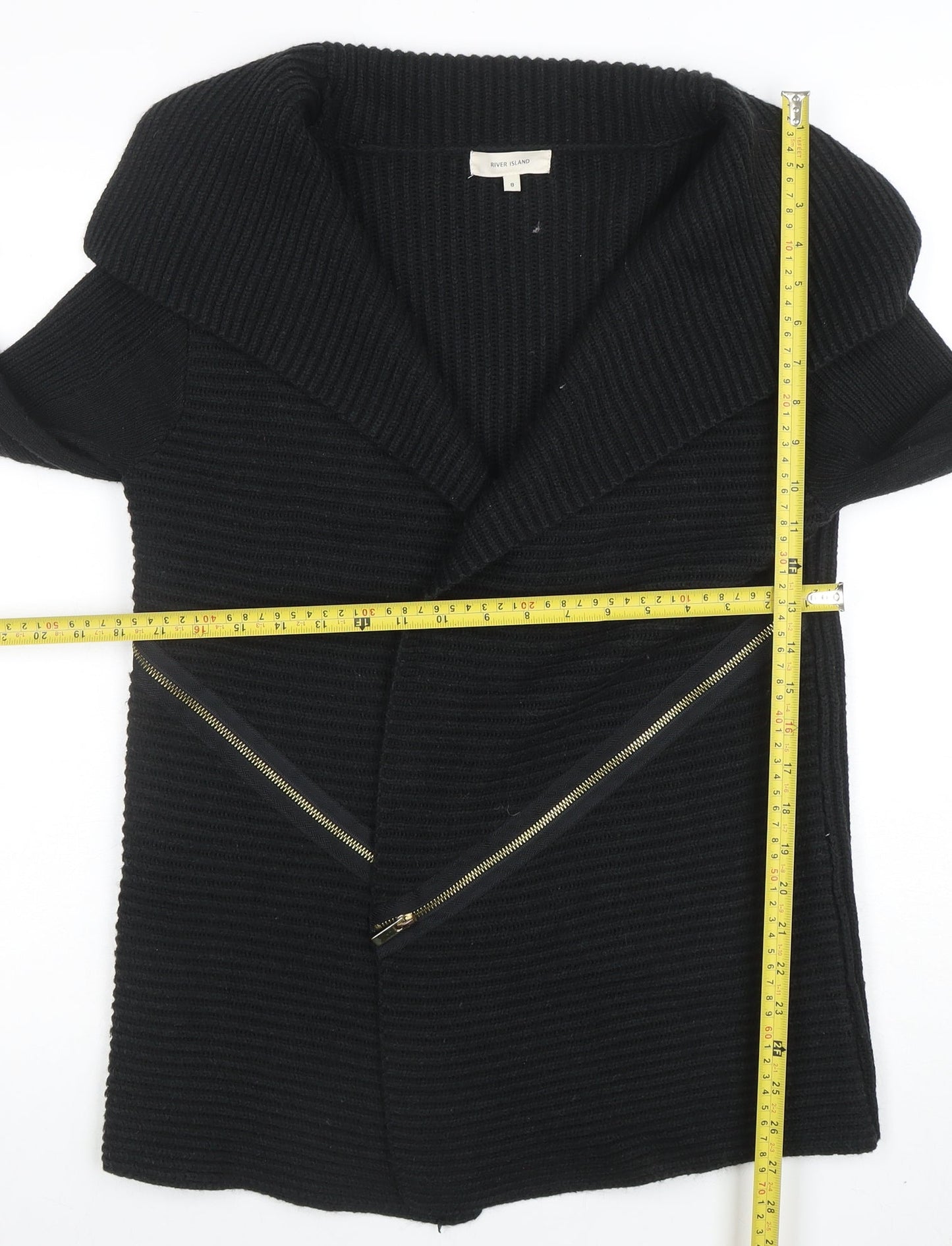River Island Women’s Black Size 8 Chunky Knit Zip Cardigan