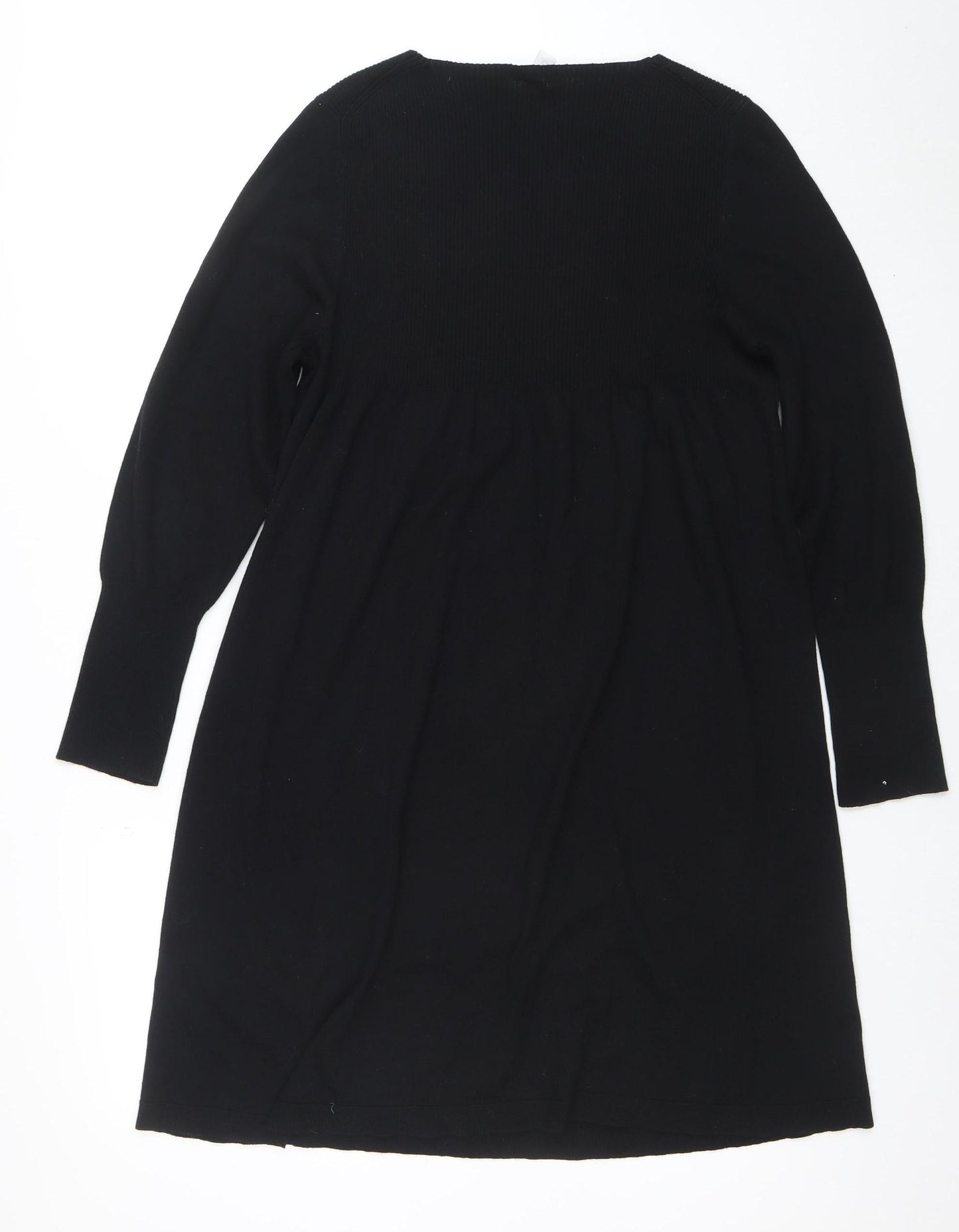Untold Women’s Black Knit Cotton Wool V-Neck Long Sleeve Sweater Dress M