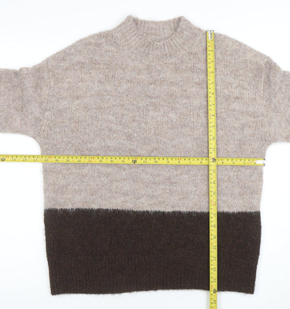 Pieces Women's Beige Mock Neck Pullover Knit Jumper Size S