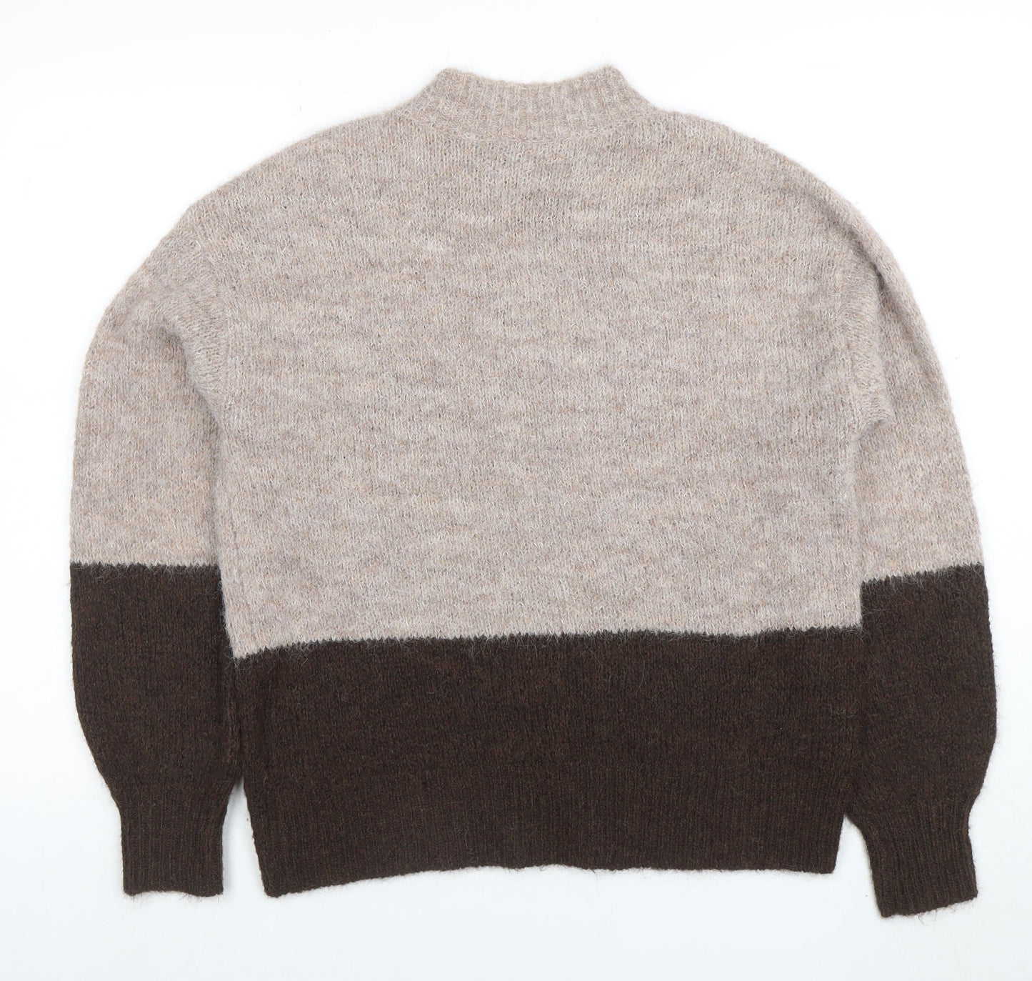 Pieces Women's Beige Mock Neck Pullover Knit Jumper Size S