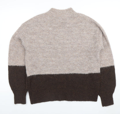 Pieces Women's Beige Mock Neck Pullover Knit Jumper Size S