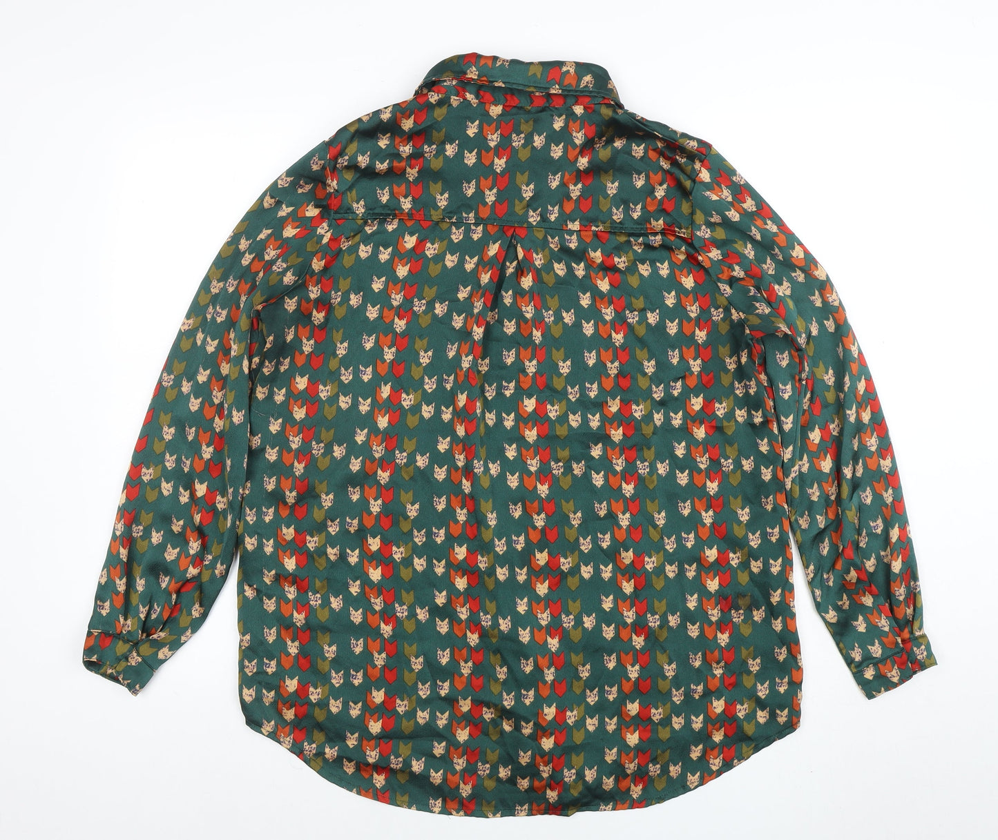 PrettyLittleThing Women’s Green Animal Print Button-Up Shirt UK 10