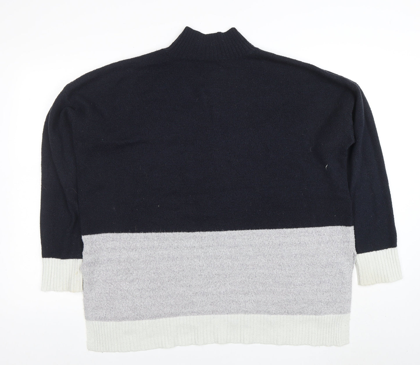 Oasis Women Black Mock Neck Colour Block Knit Jumper Size 16