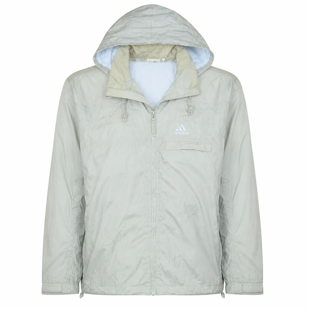 Adidas Men's Beige Windbreaker Jacket Size S Hooded Lightweight