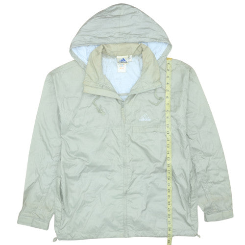 Adidas Men's Beige Windbreaker Jacket Size S Hooded Lightweight